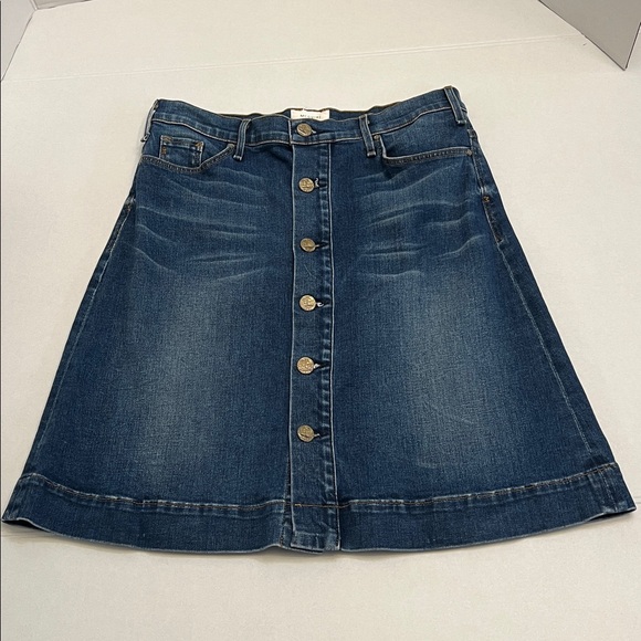 MCGUIRE DENIM SKIRT BUTTON FRONT A-LINE MIDI SIZE 30 - Picture 3 of 13